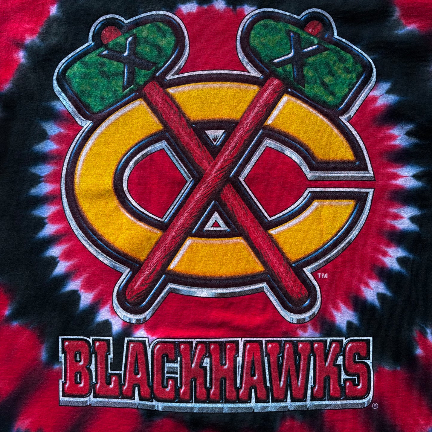 (M FIT L) VINTAGE AOP LIQUID BLUE NHL CHICAGO BLACKHAWKS