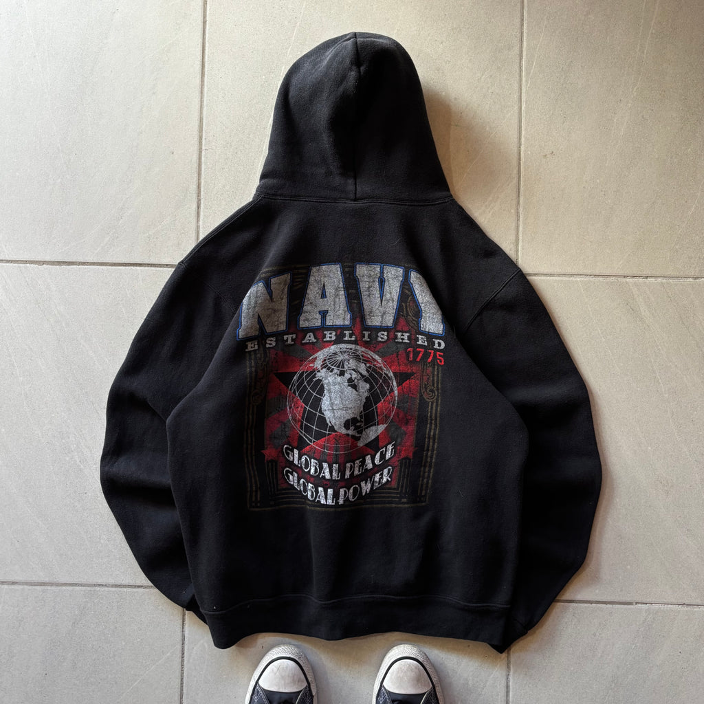(L) NAVY VINTAGE HOODIE FULL ZIP