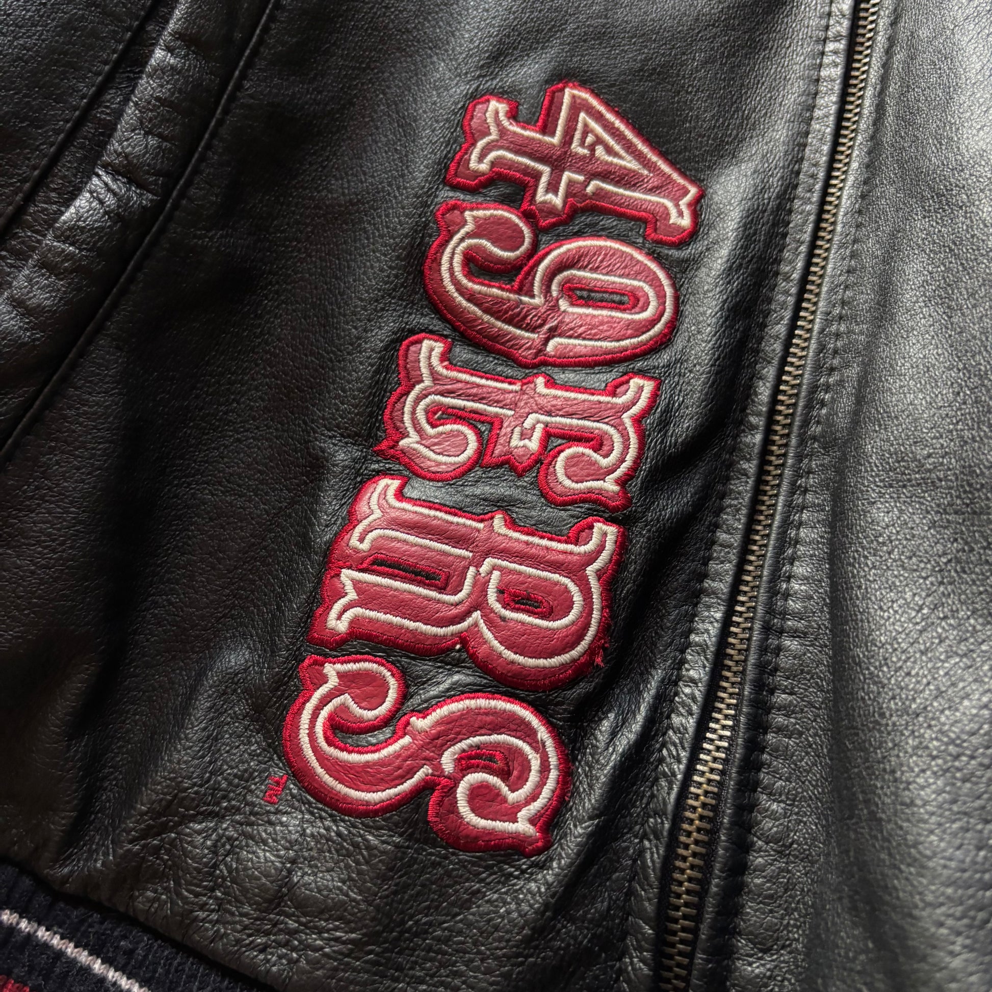 (L) VINTAGE 90's SAN FRANCISCO 49ERS LEATHER JACKET