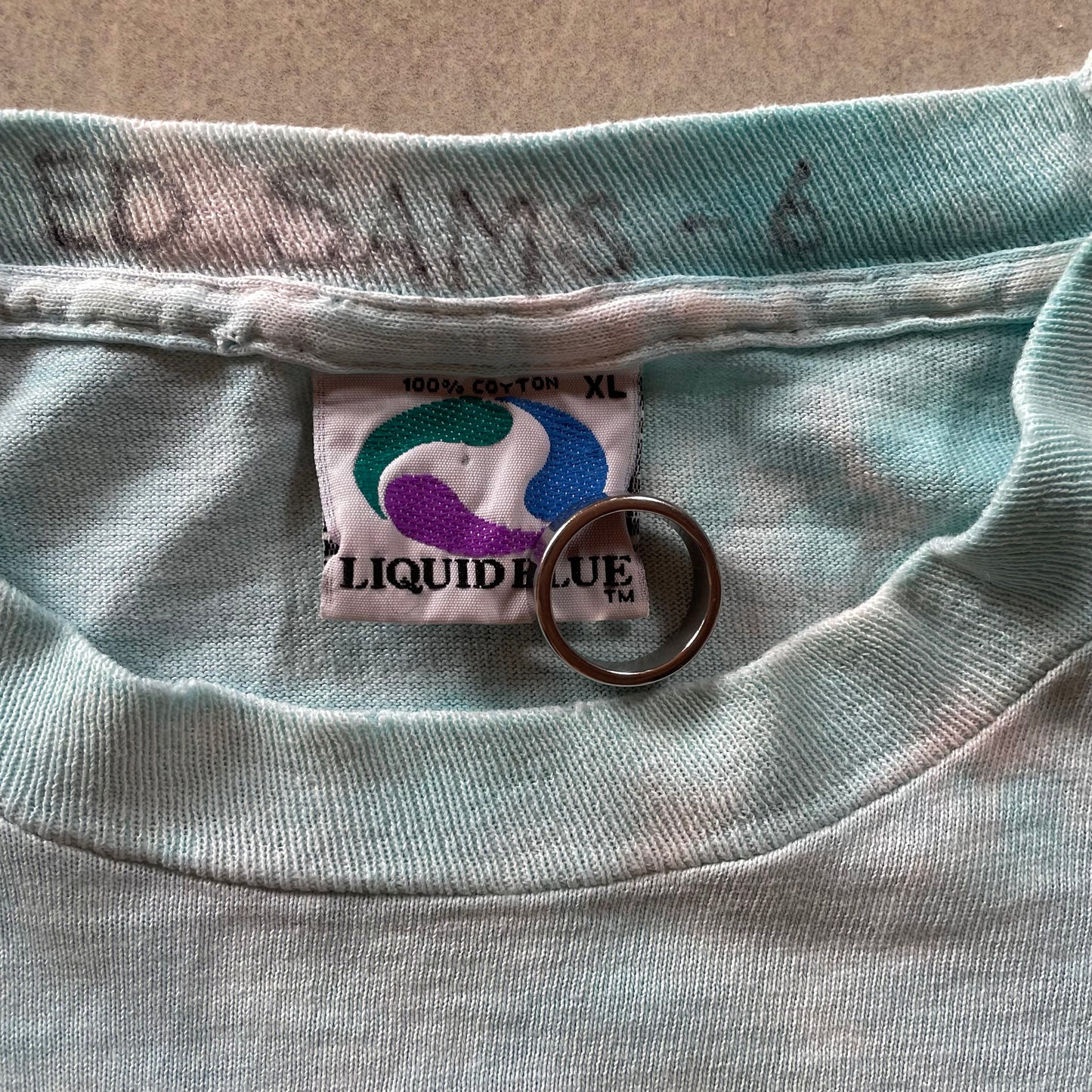 (Xl) Vintage 90s Liquid Blue Dolphin Ocean Sea Tie Dye T-Shirt