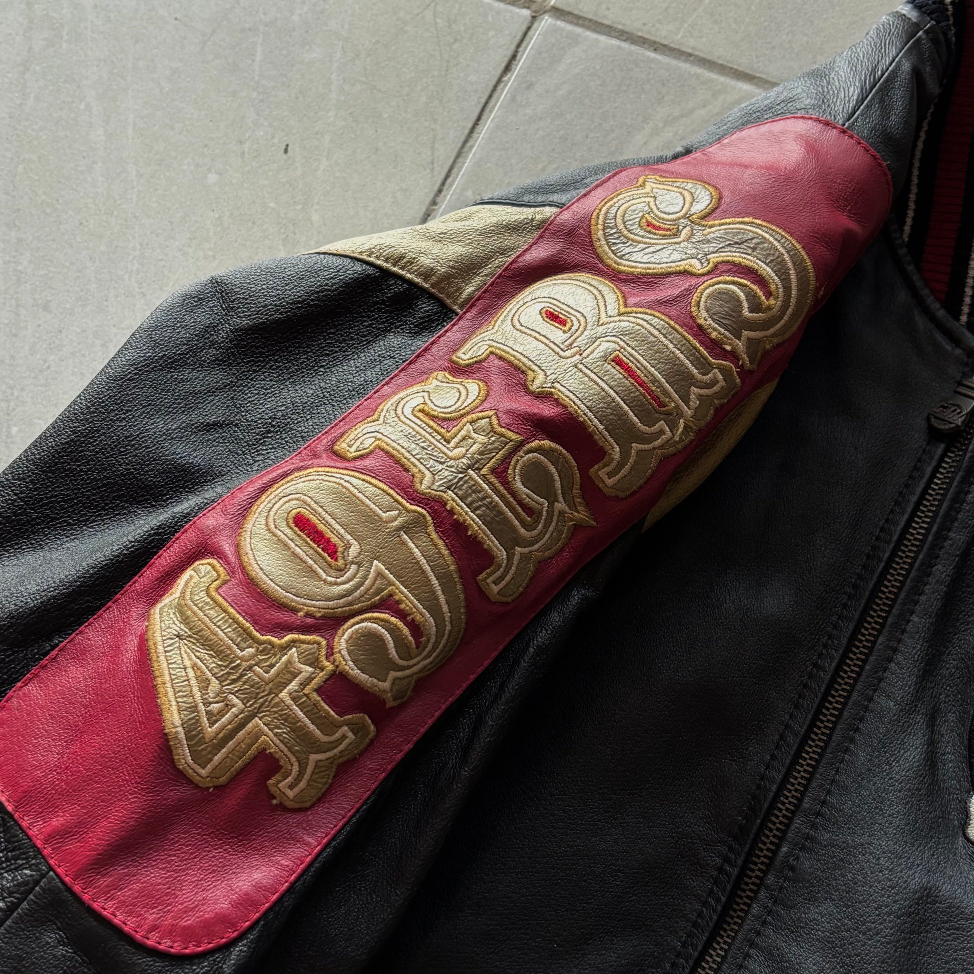 (L) VINTAGE 90's SAN FRANCISCO 49ERS LEATHER JACKET