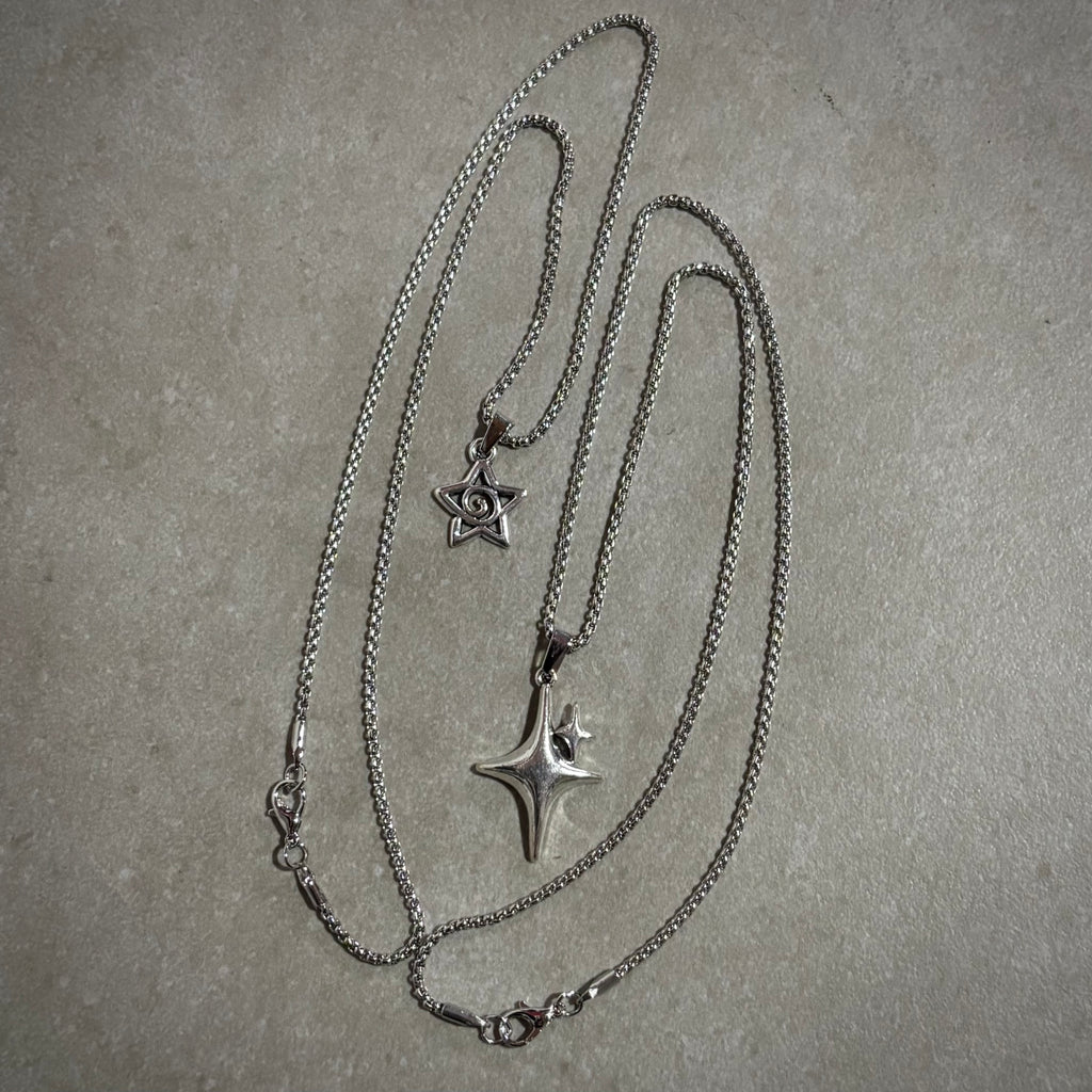 SPIRAL DOUBLE STAR NECKLACE (PACK 2)