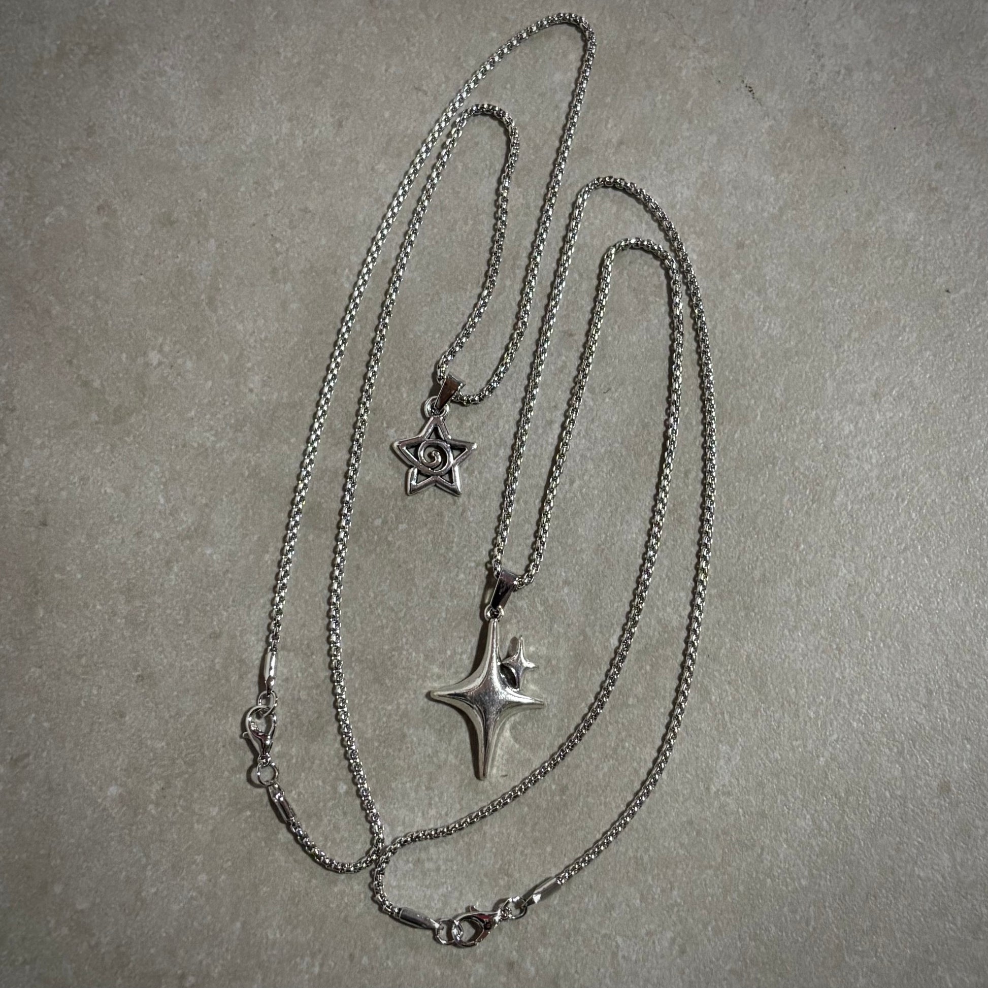 SPIRAL DOUBLE STAR NECKLACE (PACK 2)