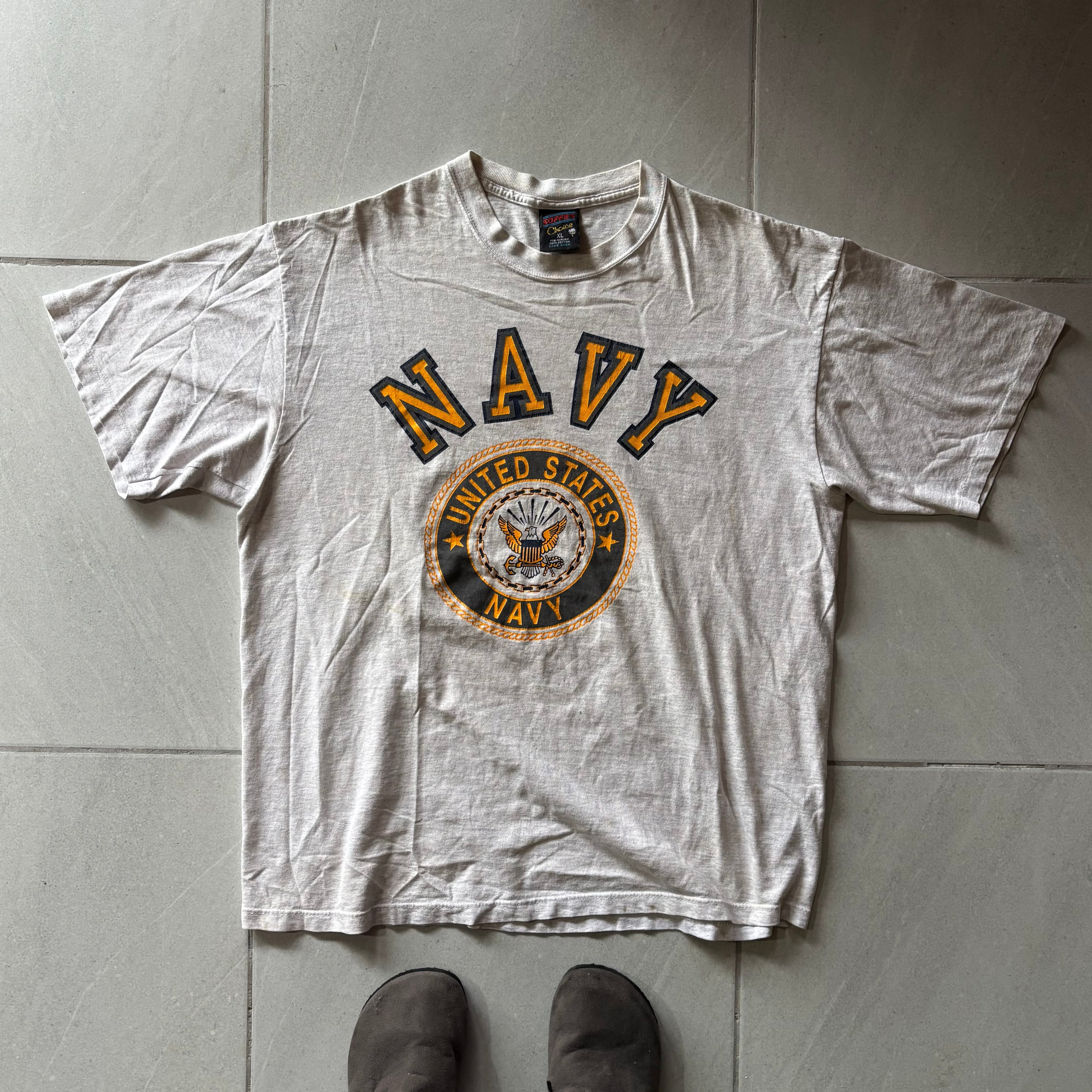 (L BOXY) VINTAGE SINGLE NAVY DISTRESSED