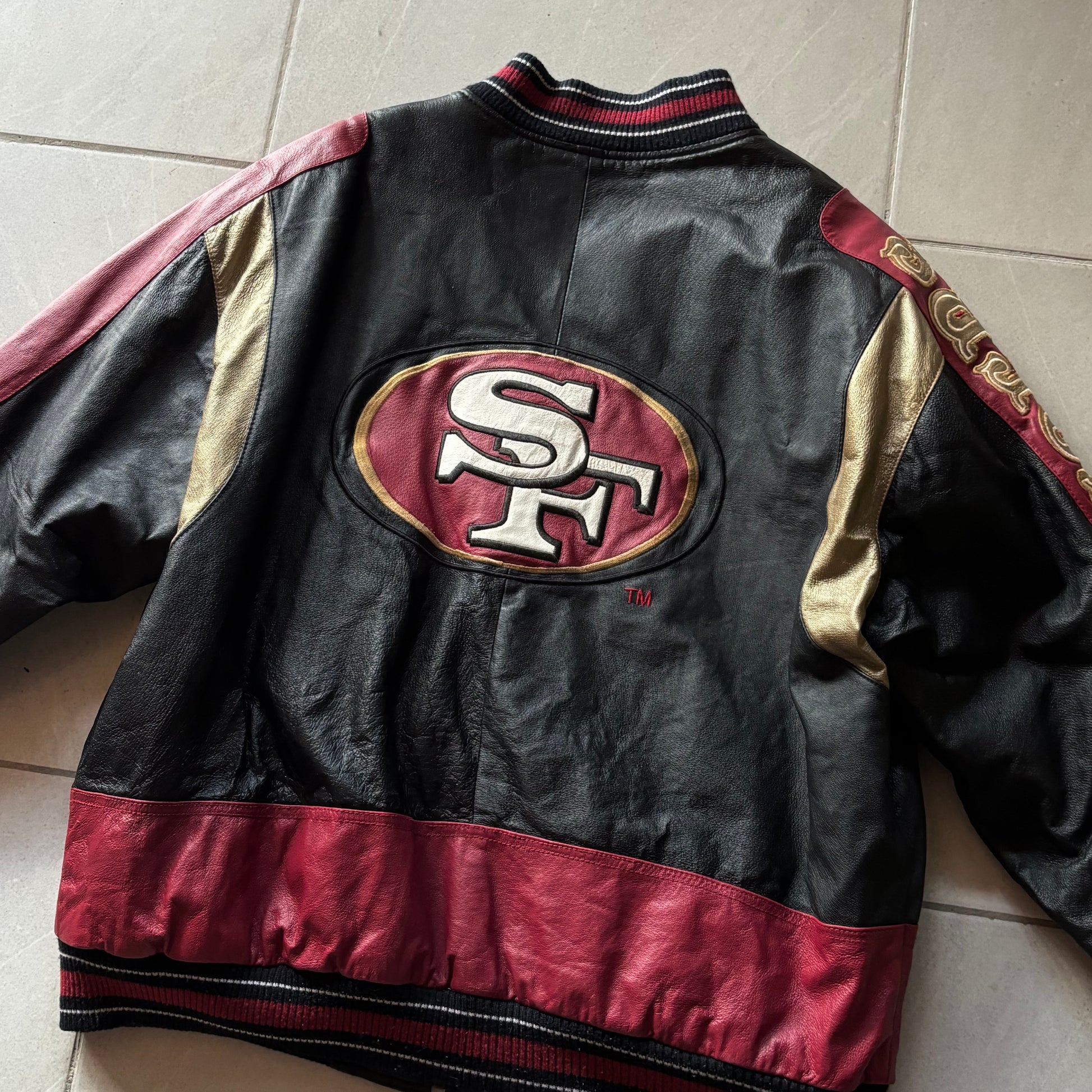(L) VINTAGE 90's SAN FRANCISCO 49ERS LEATHER JACKET