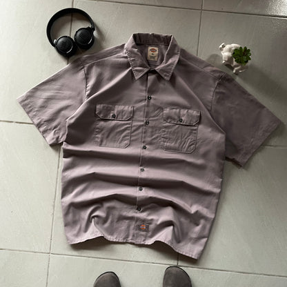 (Xl) Dickies Button Tee - Gray