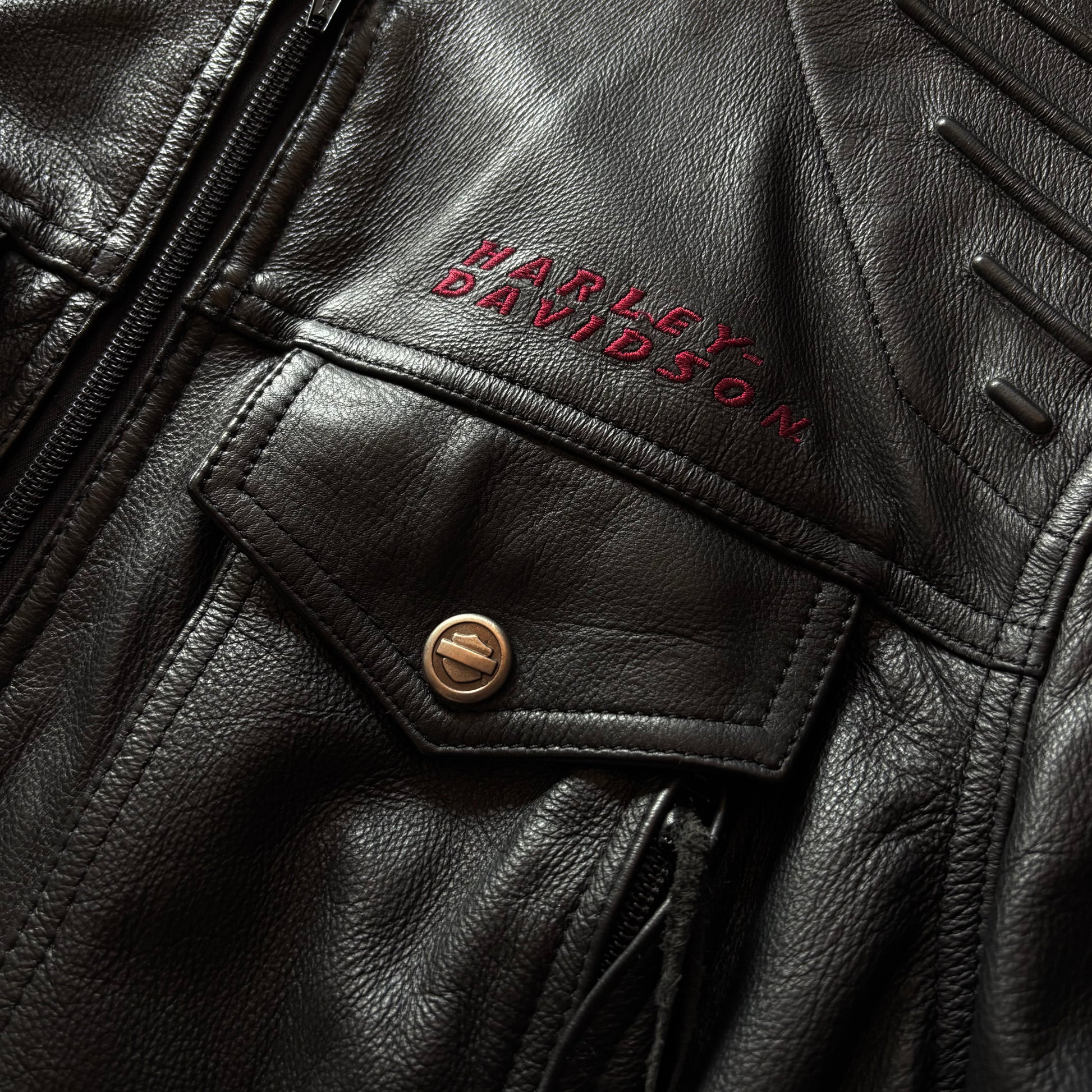 (S FIT M BOXY) HARLEY DAVIDSON MOTORCYCLE LEATHER JACKET
