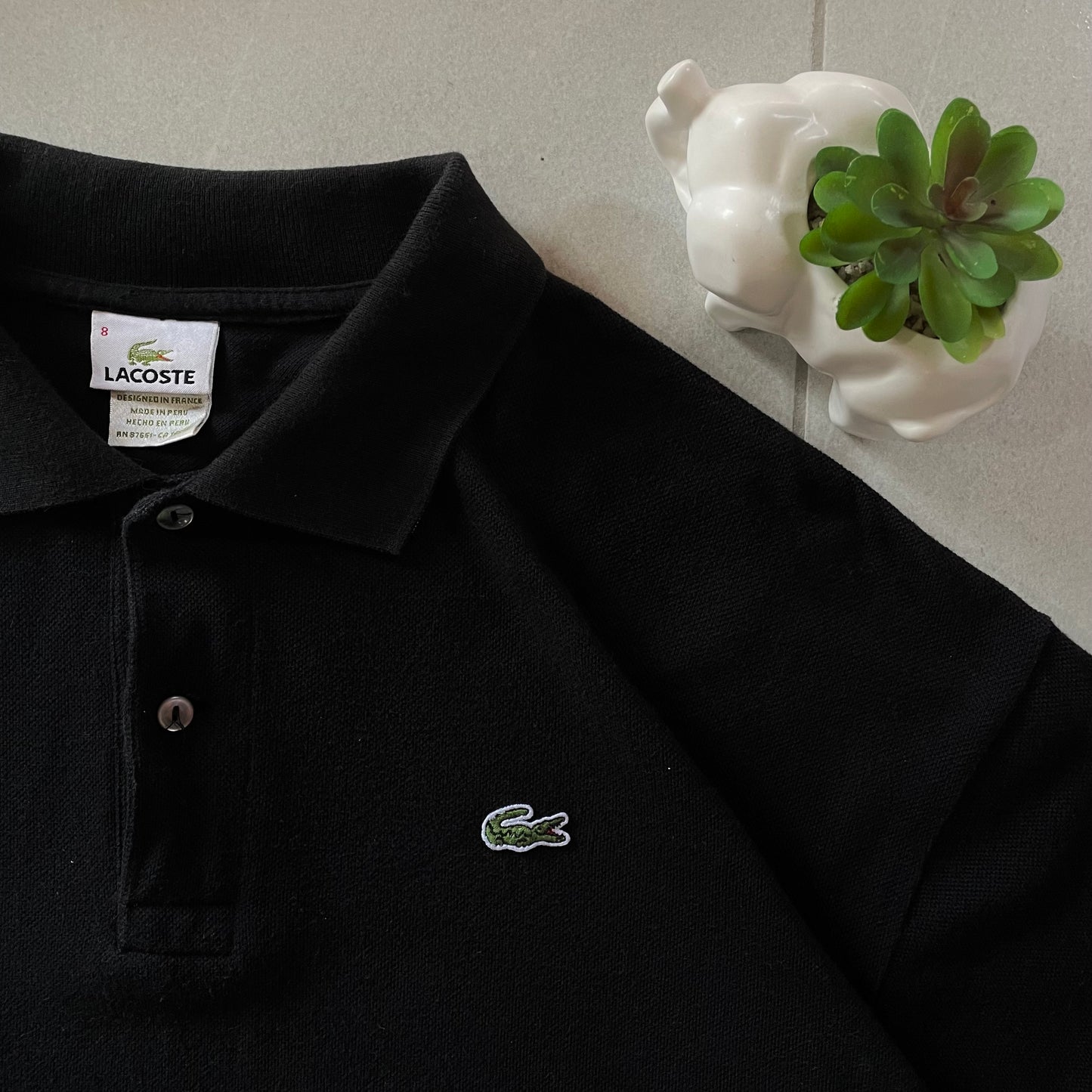 (Xl) Lacoste - Black - Bordada - NEW