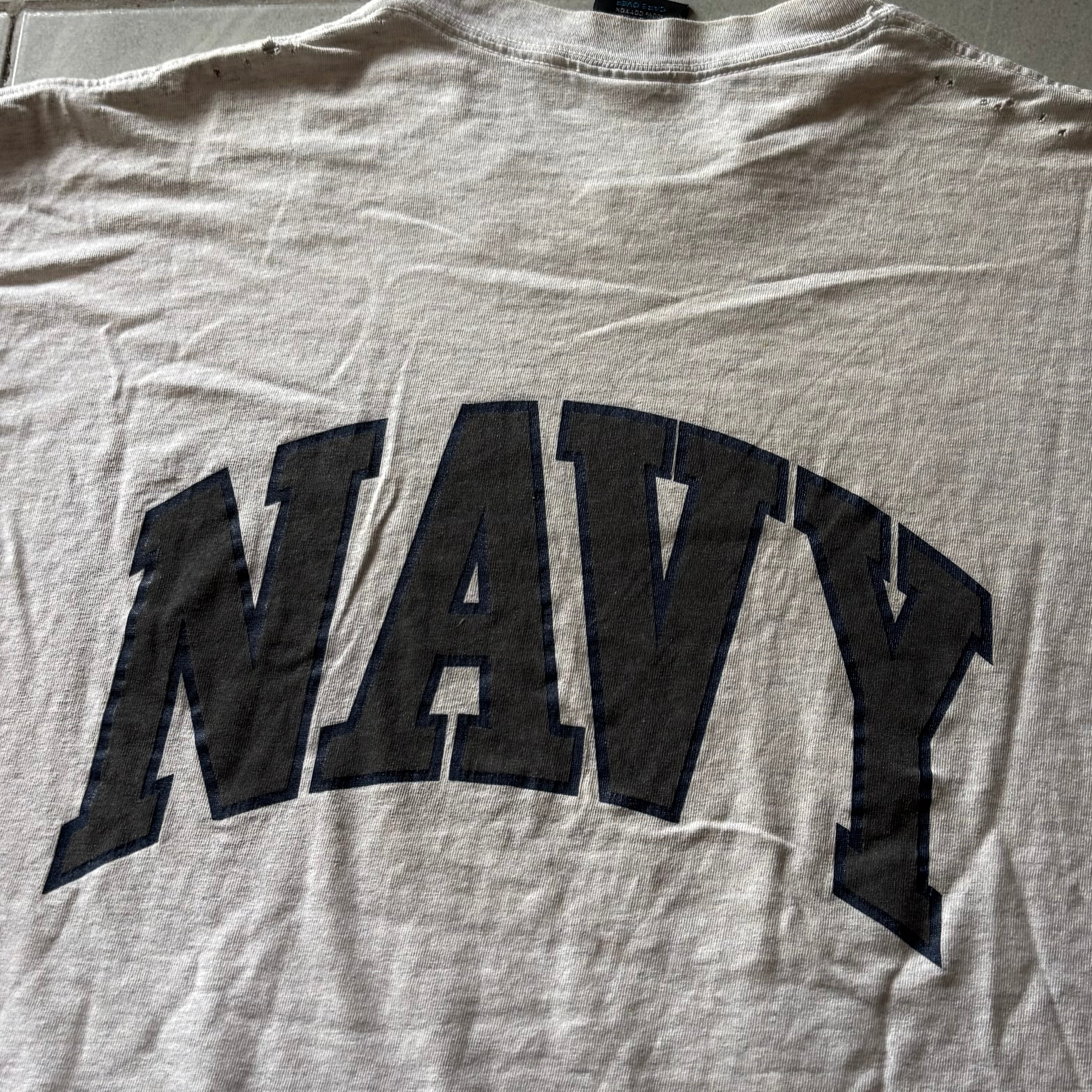 (L BOXY) VINTAGE SINGLE NAVY DISTRESSED