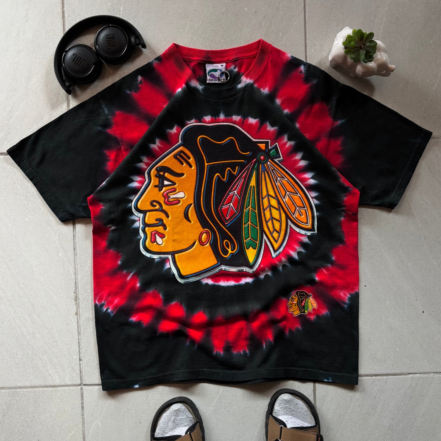 (M FIT L) VINTAGE AOP LIQUID BLUE NHL CHICAGO BLACKHAWKS