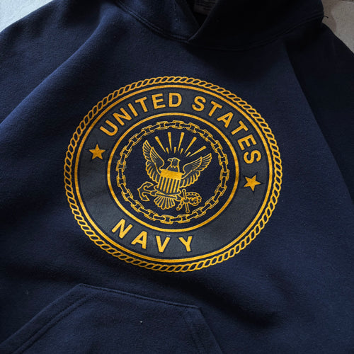 (FIT M) VINTAGE US NAVY HOODIE - REFLECTIVE