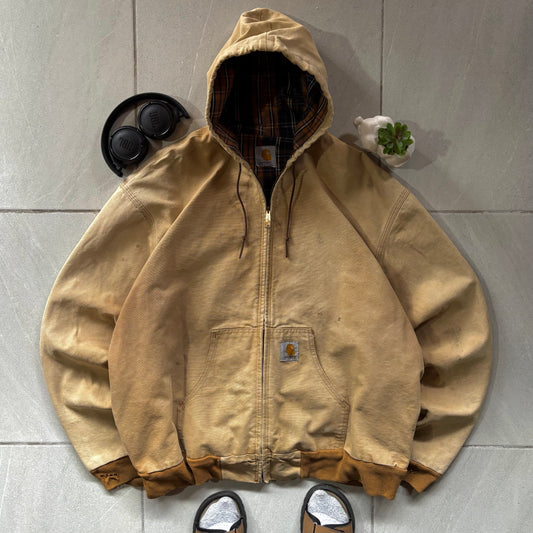 (Xl) VINTAGE CARHARTT ACTIVE JACKET J140 - DISTRESSED