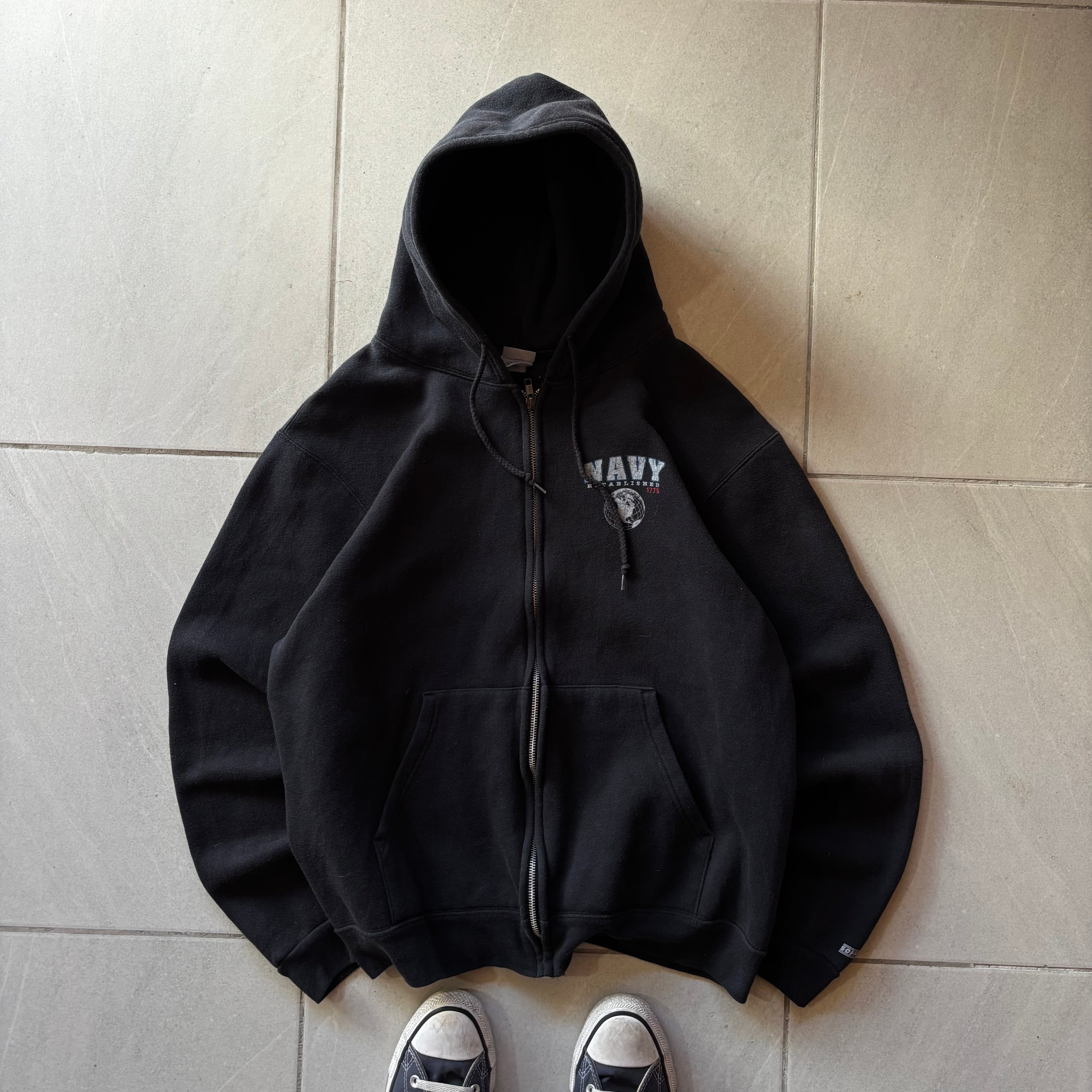 (L) NAVY VINTAGE HOODIE FULL ZIP