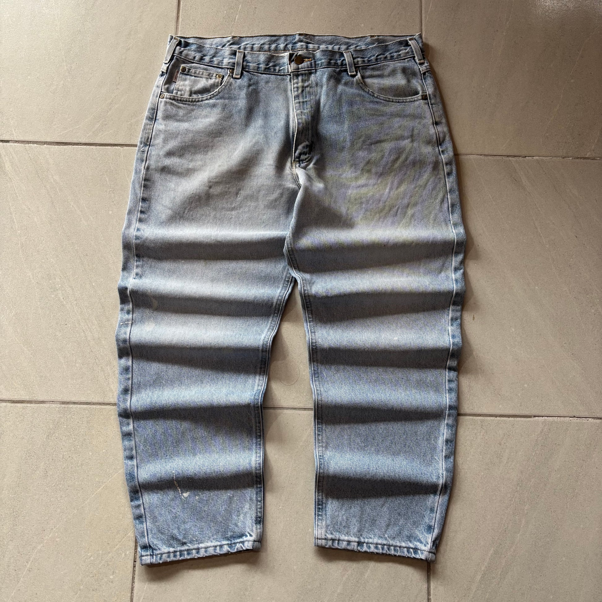 (36/32) CARHARTT BIG LOGO DENIM WORK PANT