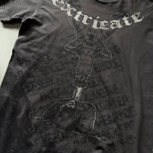 (M BOXY) BLACK BELMET T-SHIRT FADED