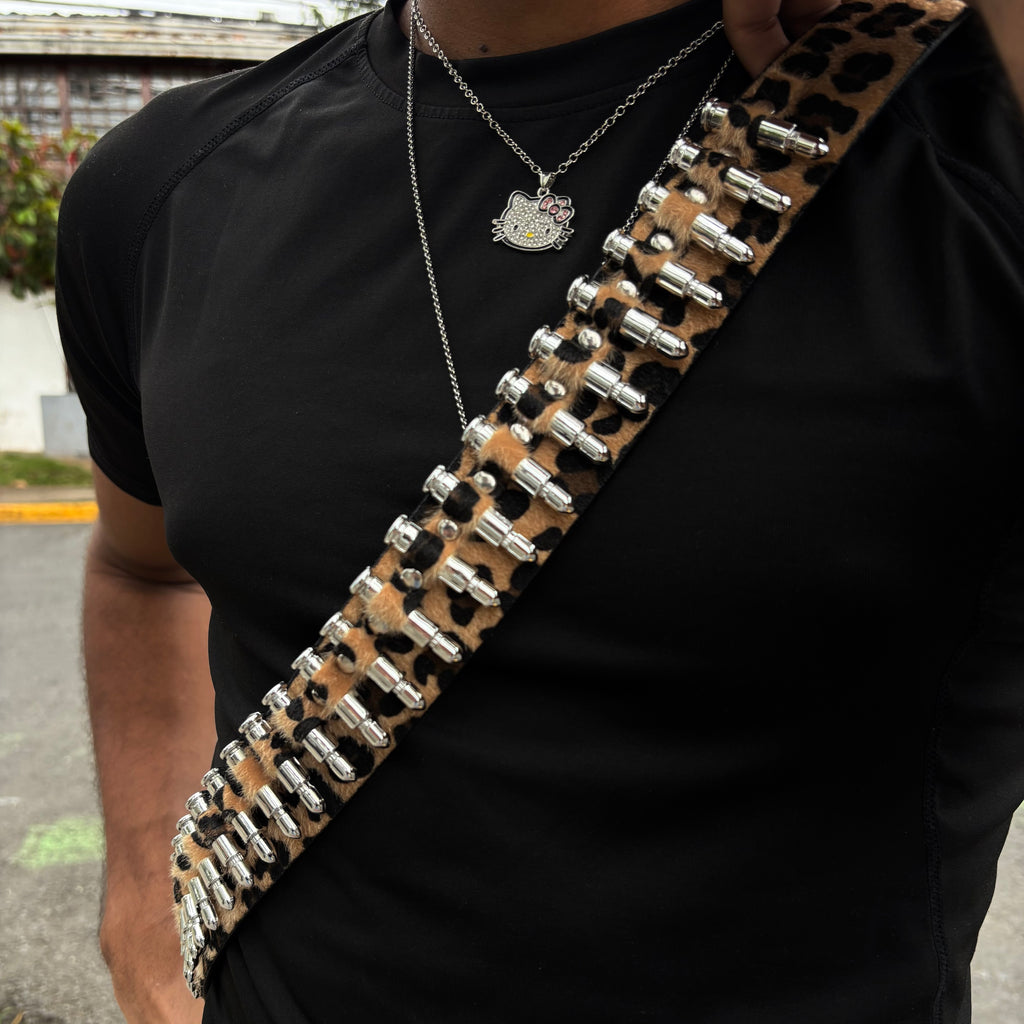 LEOPARD PRINT AND BULLETS BELT