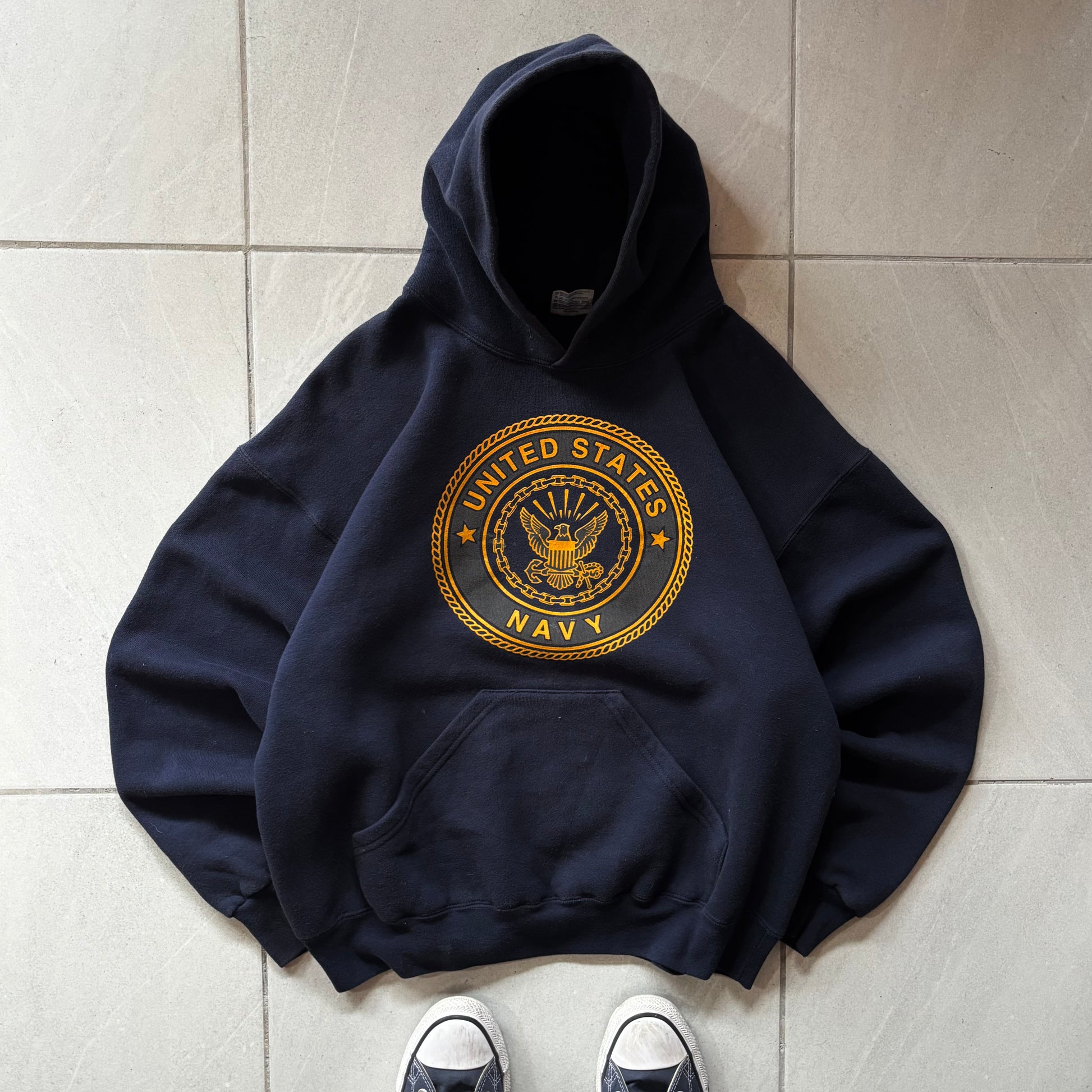 (FIT M) VINTAGE US NAVY HOODIE - REFLECTIVE