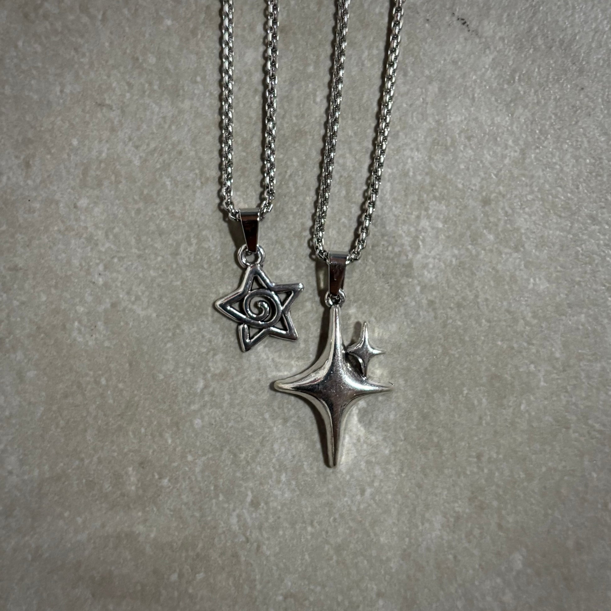 SPIRAL DOUBLE STAR NECKLACE (PACK 2)