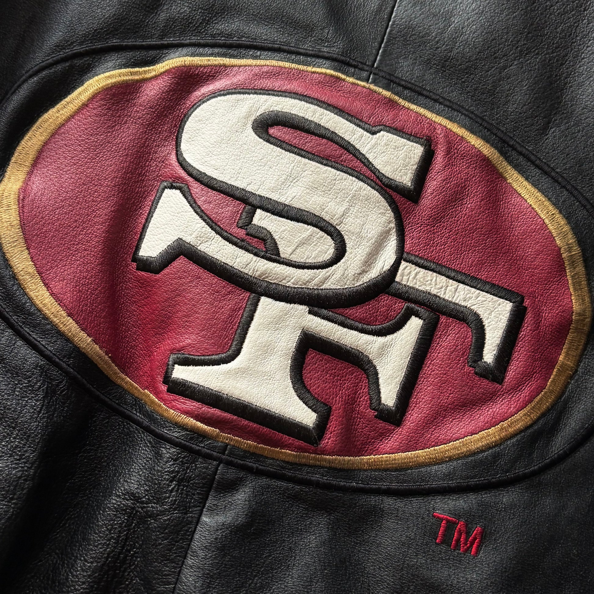 (L) VINTAGE 90's SAN FRANCISCO 49ERS LEATHER JACKET