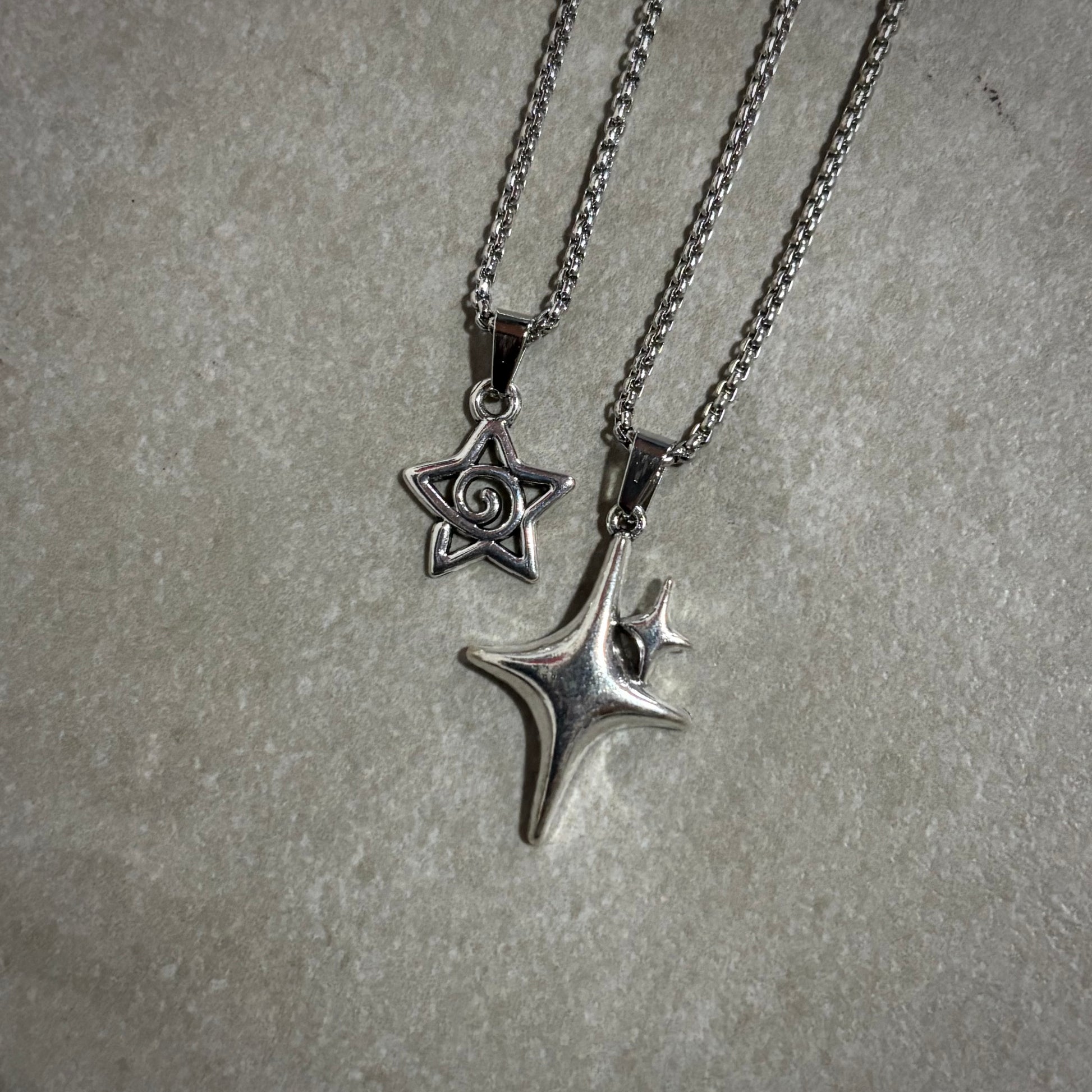 SPIRAL DOUBLE STAR NECKLACE (PACK 2)