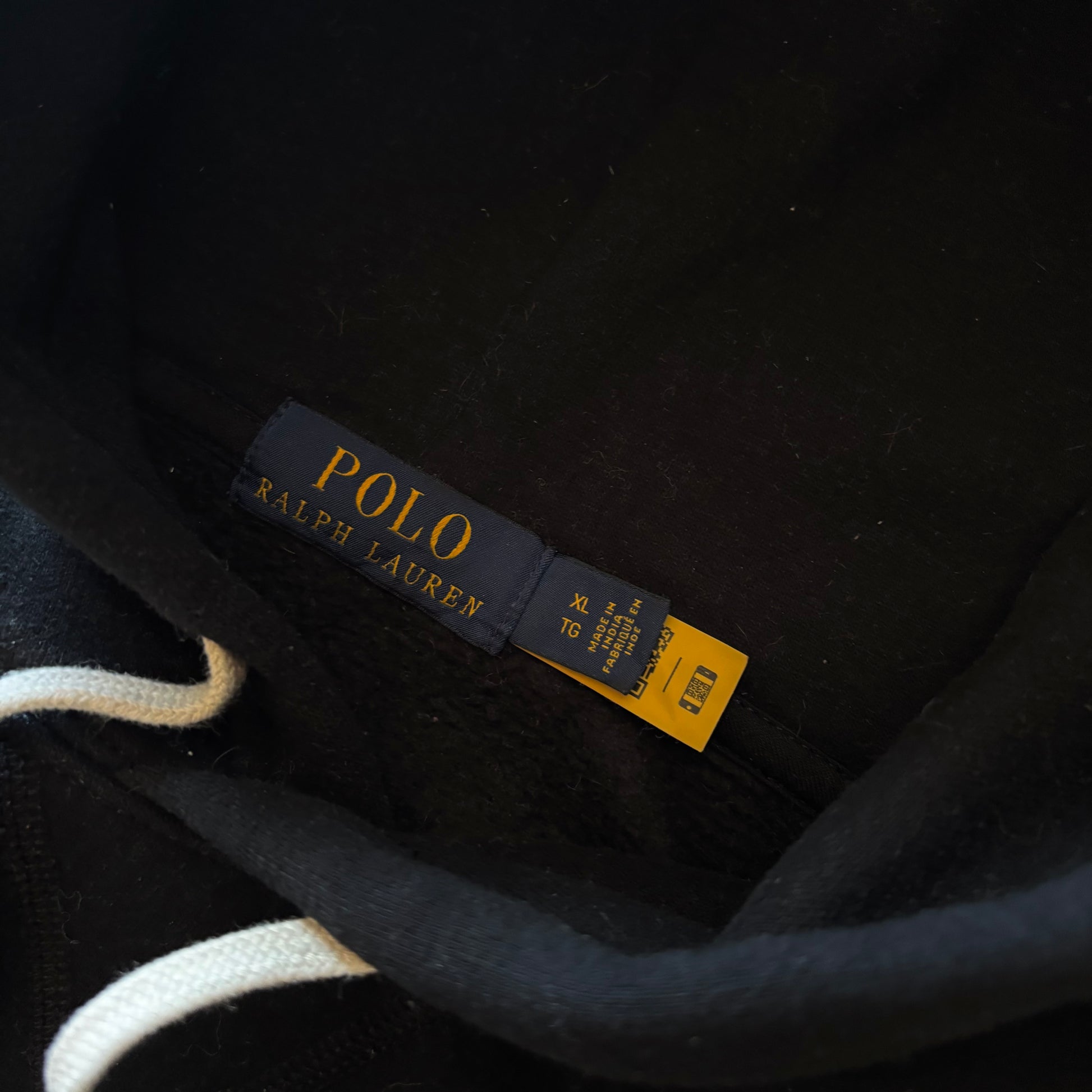 (Xl) RALPH LAUREN HOODIE FULL BLACK - NEW