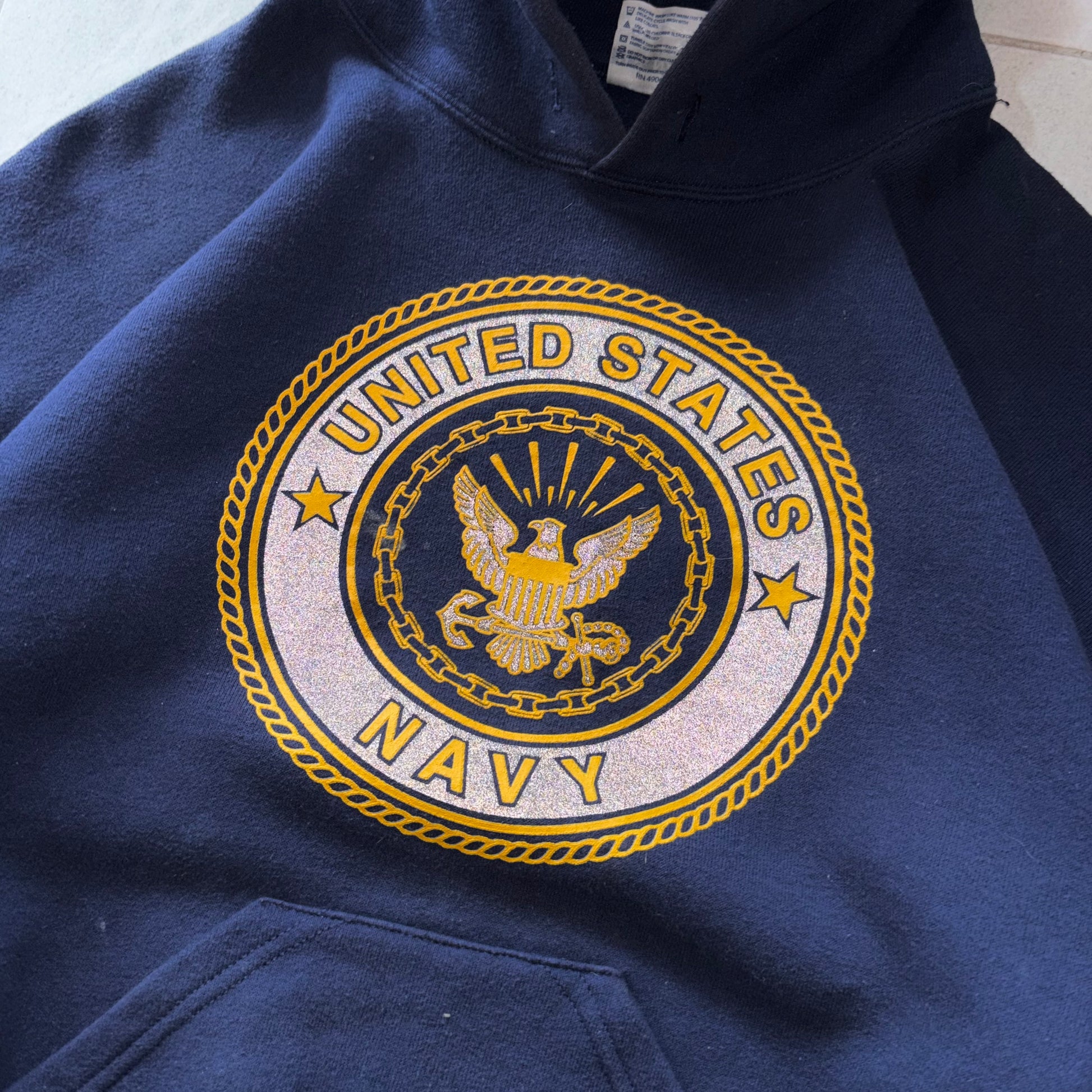 (FIT M) VINTAGE US NAVY HOODIE - REFLECTIVE