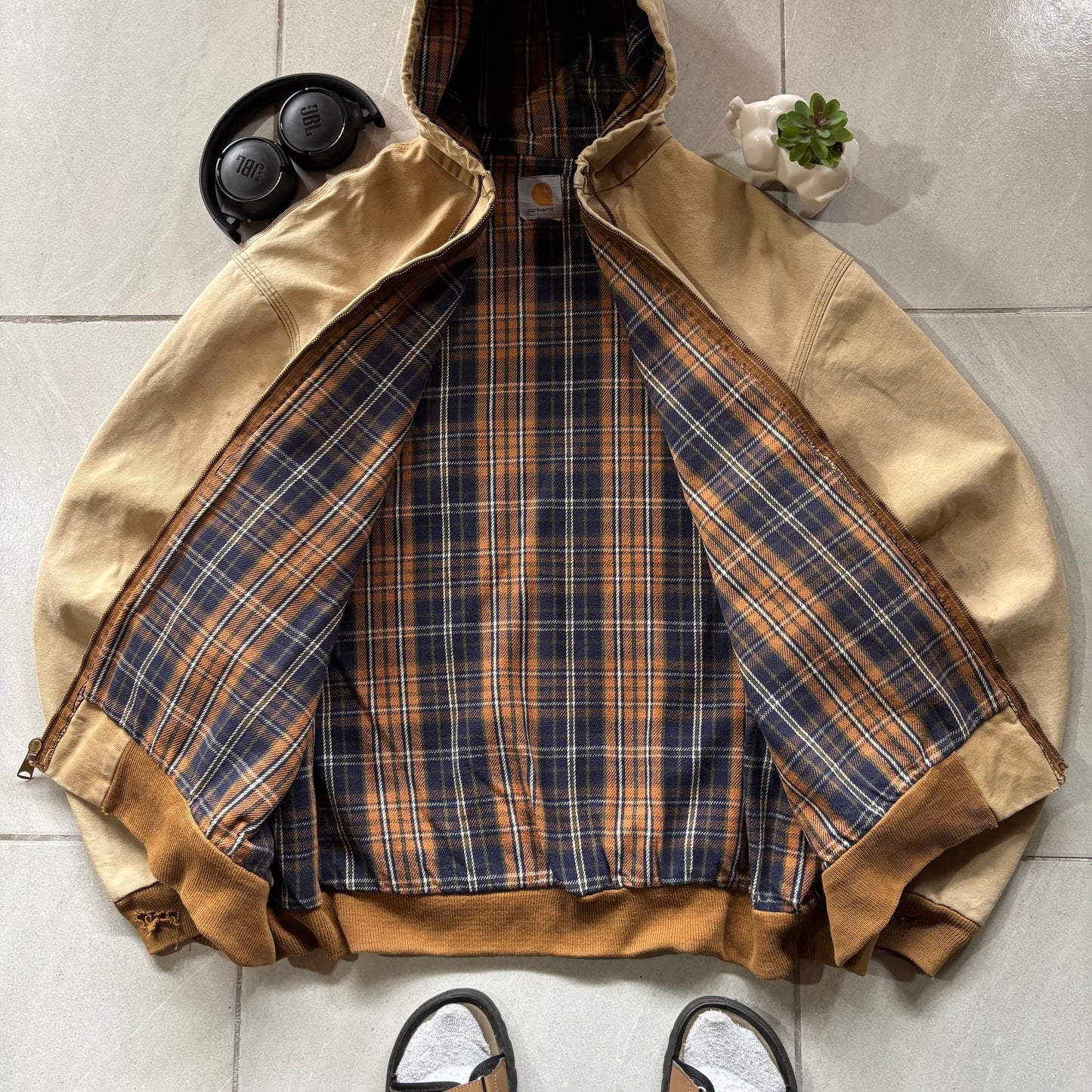 (Xl) VINTAGE CARHARTT ACTIVE JACKET J140 - DISTRESSED
