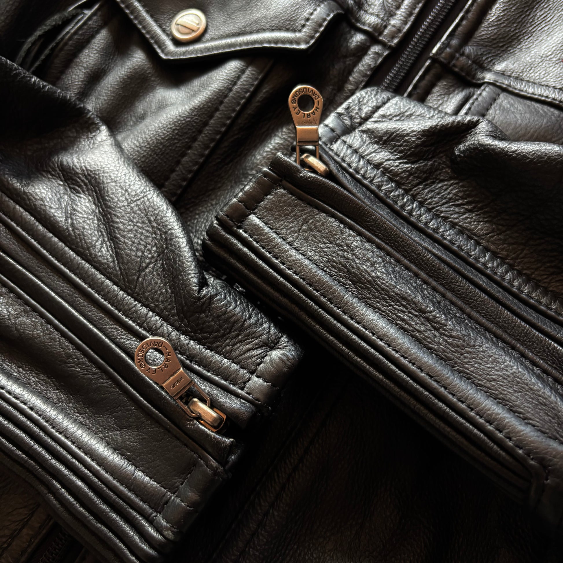 (S FIT M BOXY) HARLEY DAVIDSON MOTORCYCLE LEATHER JACKET