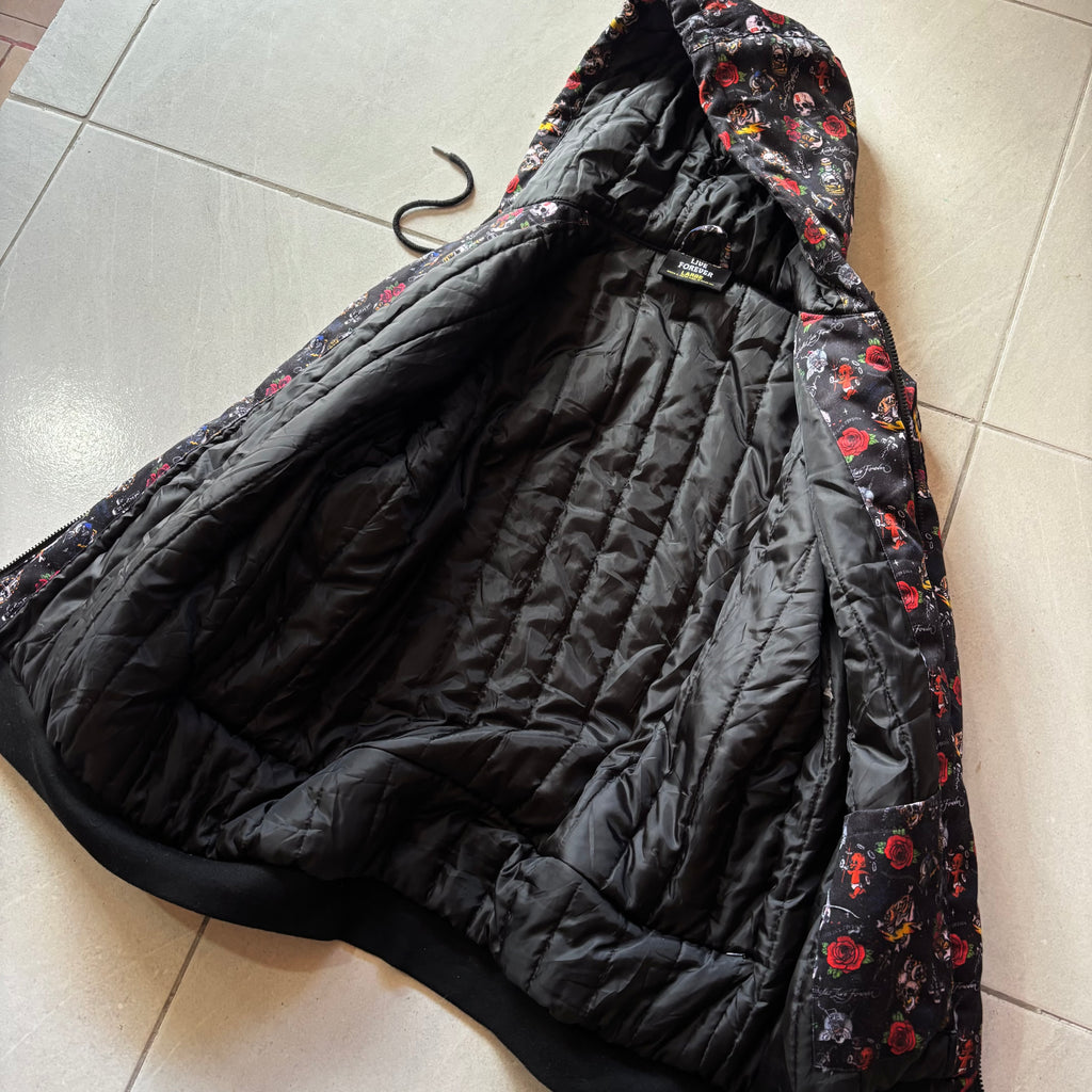 (L) LIVE FOREVER TYPE ED HARDY HOODIE BOMBER