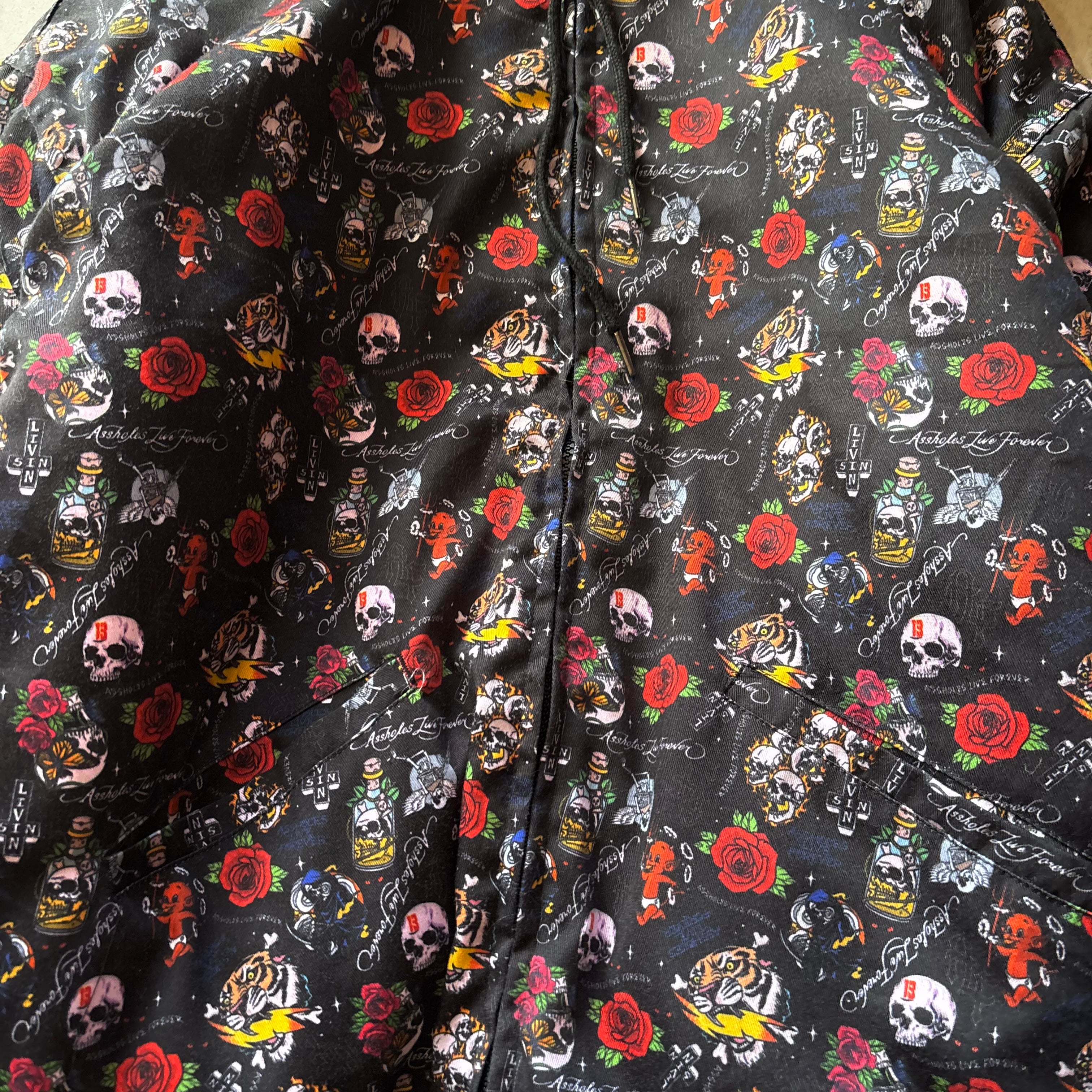 (L) LIVE FOREVER TYPE ED HARDY HOODIE BOMBER