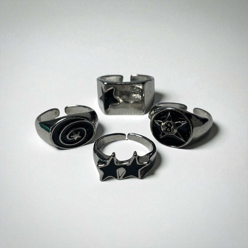 SILVER RINGS STAR (PACK 4)