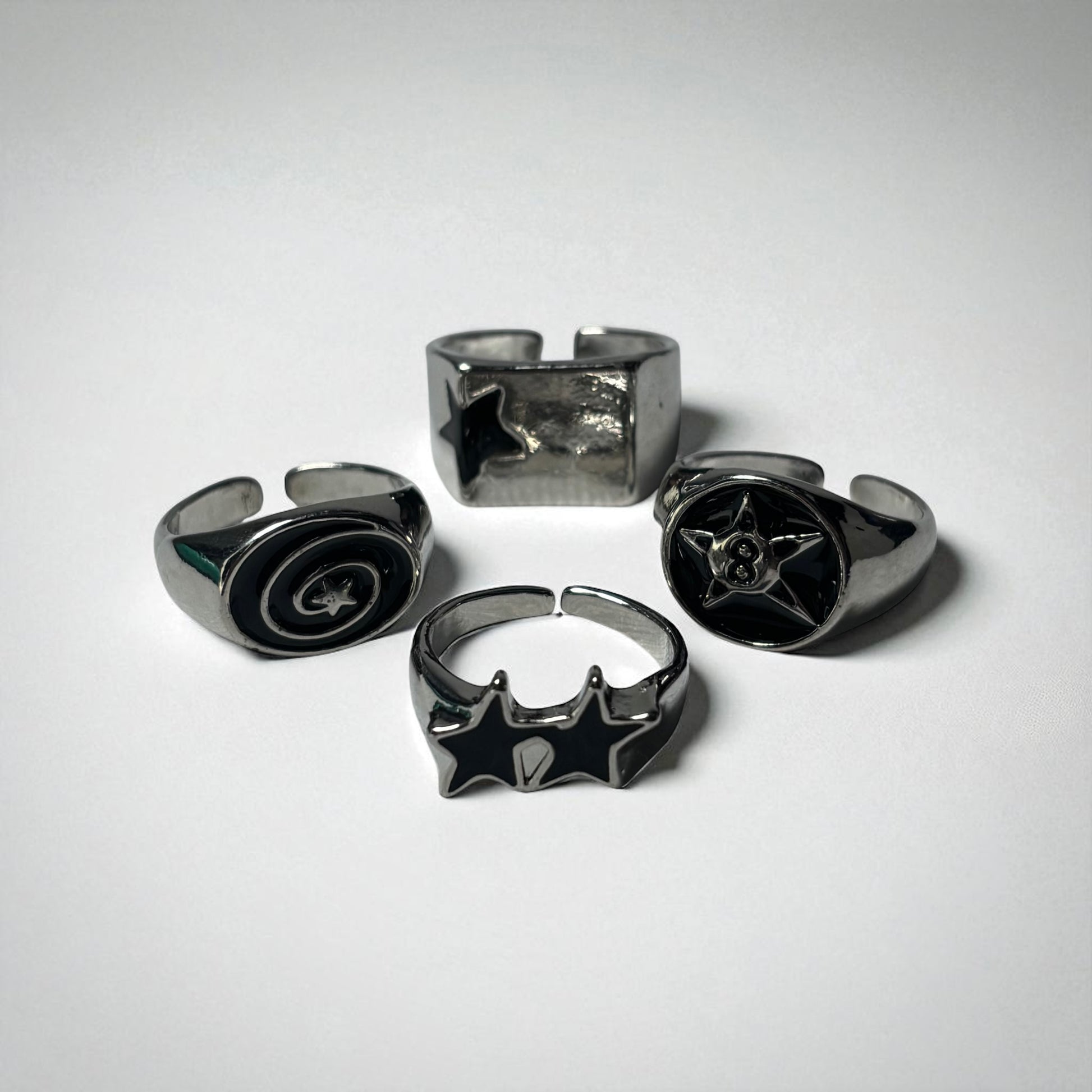 SILVER RINGS STAR (PACK 4)
