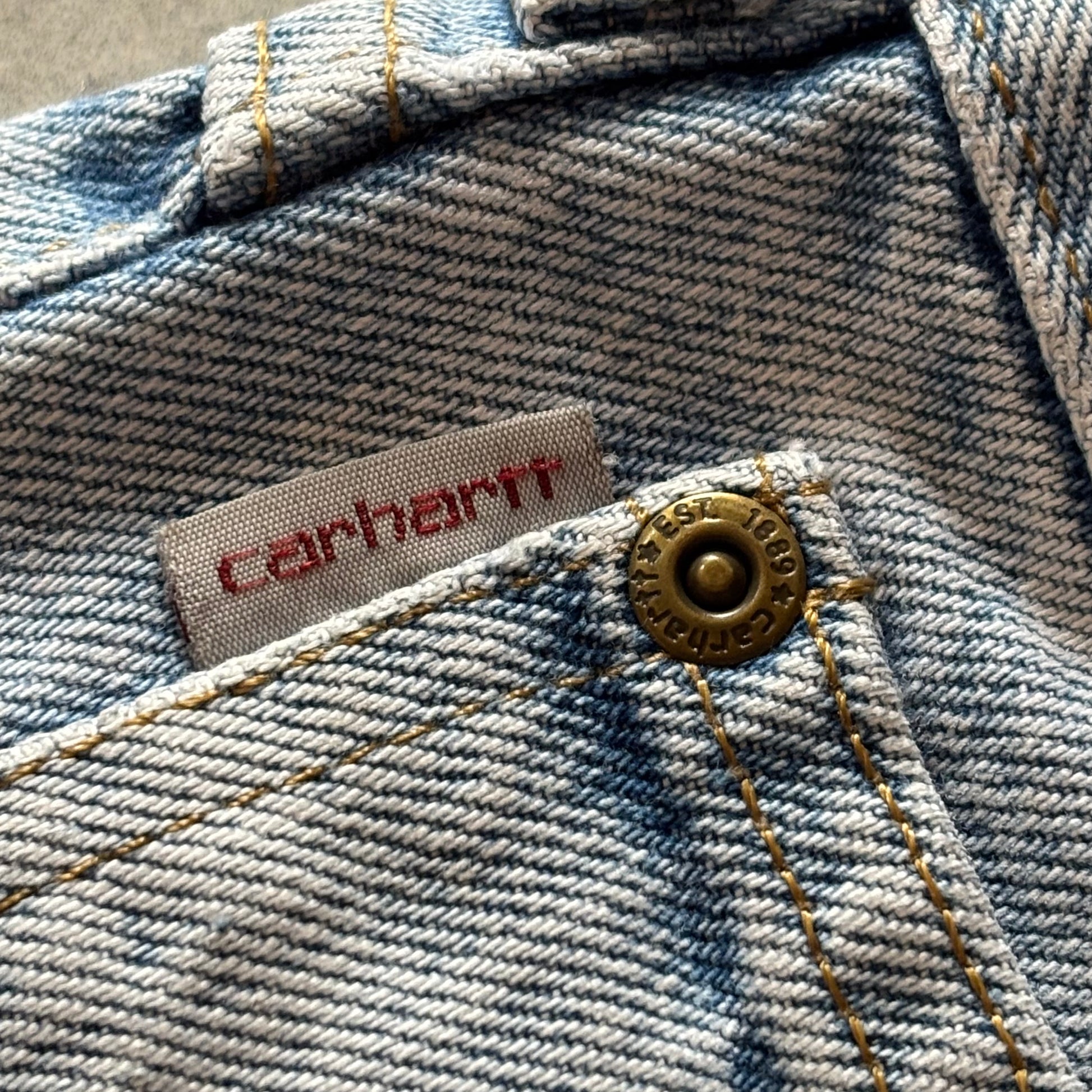 (36/32) CARHARTT BIG LOGO DENIM WORK PANT