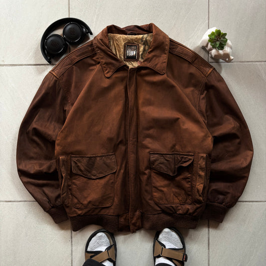 (M BOXY) PILOT LEATHER JACKET - FORRO DE MAPA